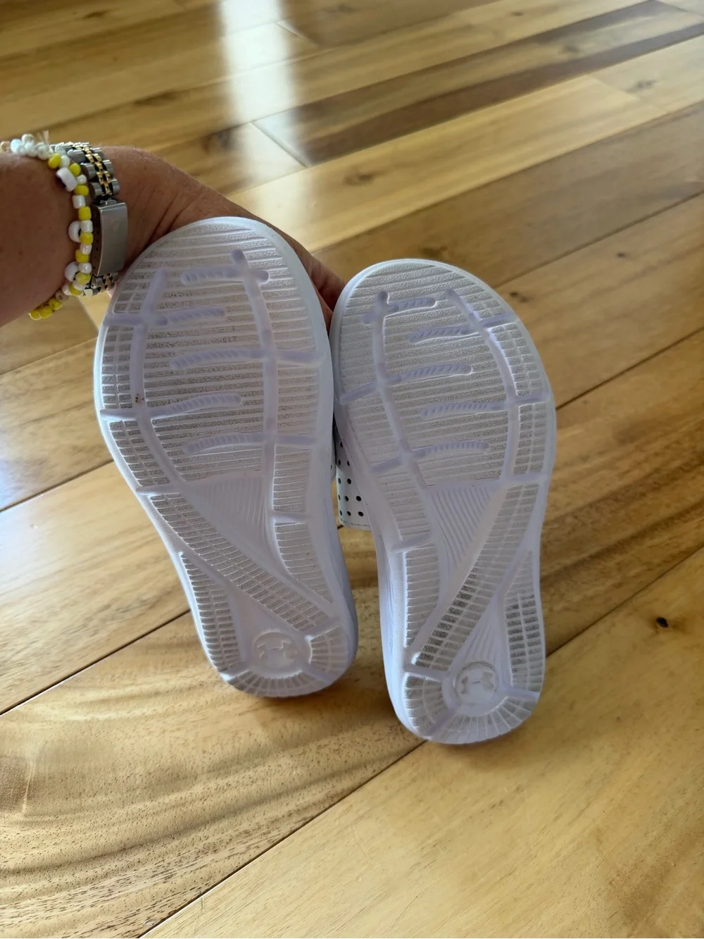Under Armour Kids White and Black Adjustable Slide Sandals
